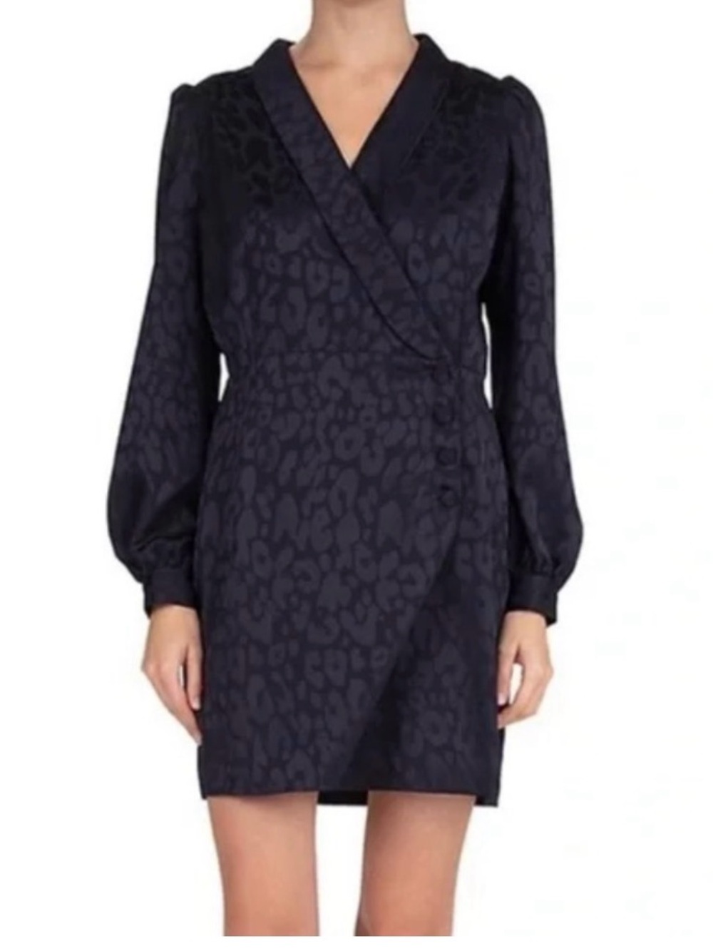 The Kooples navy blue blazer suit dress animal print NWT SIZE 1